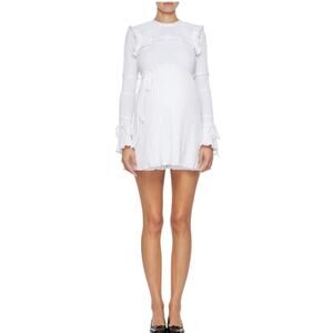 Bianca Balti The Wonderland Dress Ruffled White Cotton A-Line Maternity  Mini, 8